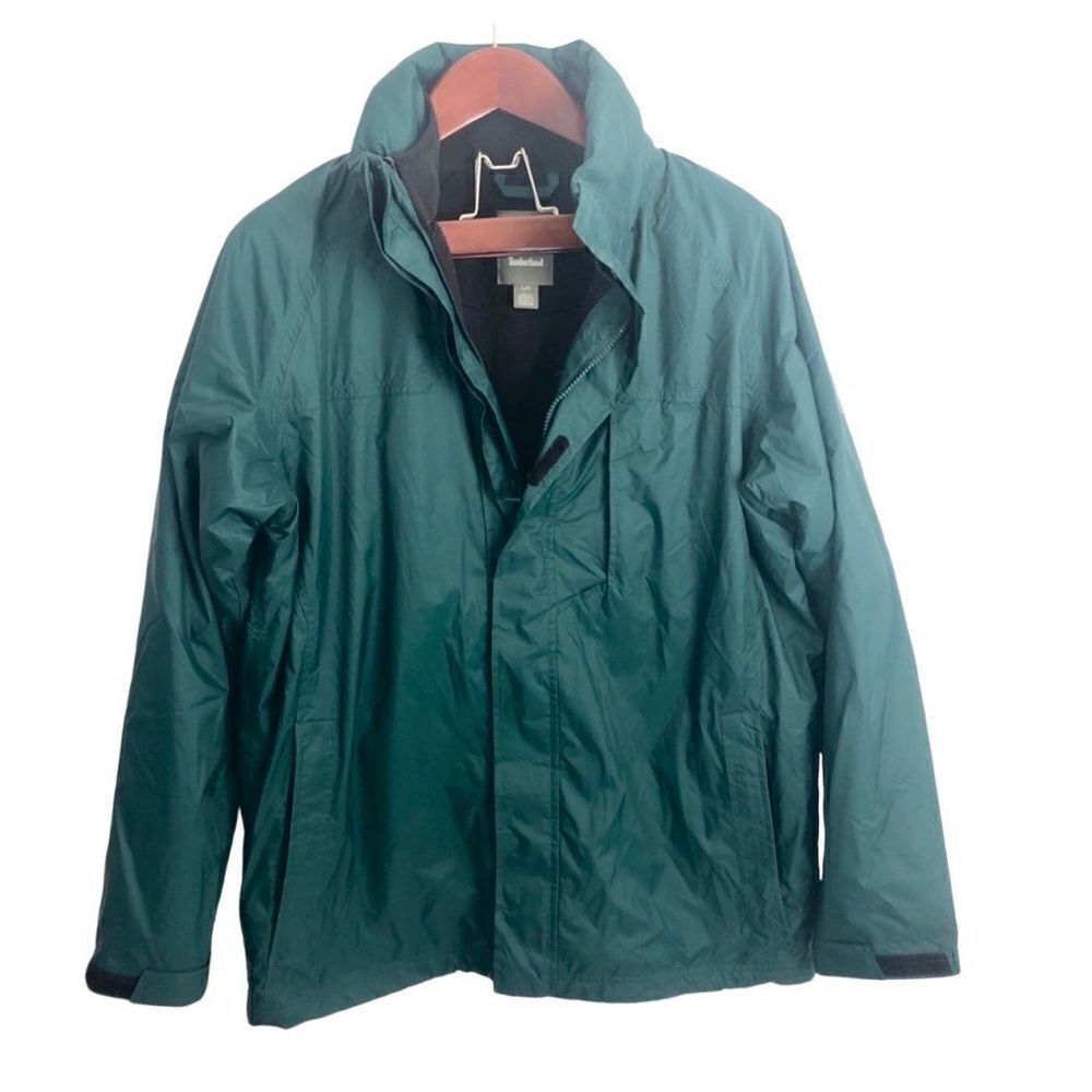Timberland Fleece Lined Coat Waterproof Detachable Jacket Mens Large Green